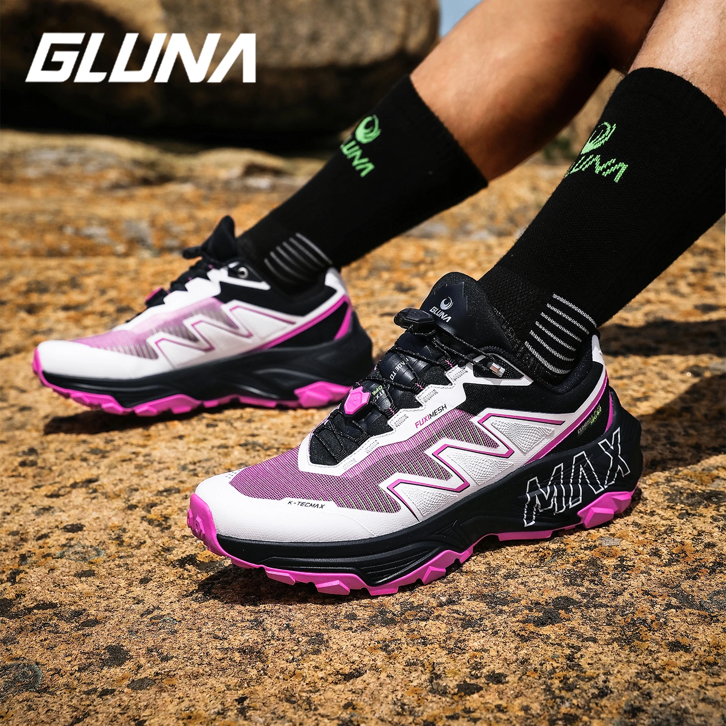 GLUNA Off-Road Running Shoes Breathable Running Shoes Anti Slip And Wear-Resistant Lightweight Hiking Shoes For Men And Women
