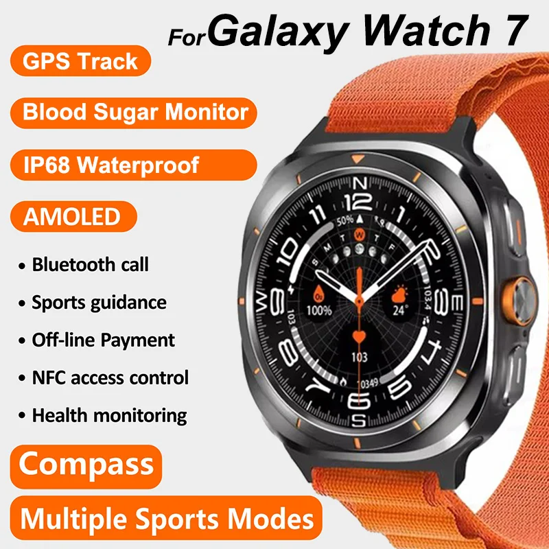 For Samsung Galaxy Watch 7 Ultra Smart Watch Men GPS NFC 466*466 HD AMOLED IP68 Waterproof Bluetooth Call Sport Smartwatch 2024