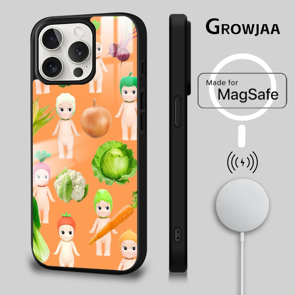 S-Sonny A-Angels Vegetable Series Phone Case For iPhone 16 15 14 13 12 11 Pro Max Plus Mini Magsafe Mirror Wireless Magnet Cover