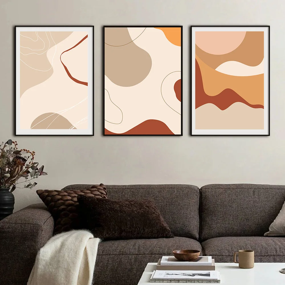 Modern Morandi Abstract Style Figure Color Blocks Unframed Canvas Painting Posters For Living Room Bedroom Home Wall Art Decor