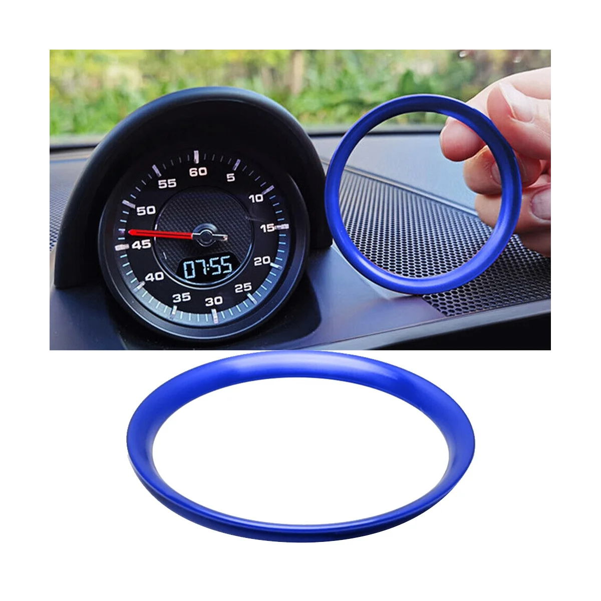 Compass Ring Clock Stopwatch Trim Ring Car Accessories for Porsche Panamera 911 Cayenne Macan,Blue