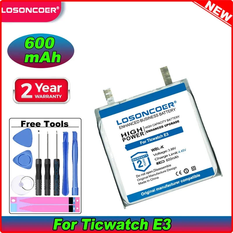 LOSONCOER 600mAh Battery WBL-K For Ticwatch E3 Smartwatch DIY Welding Cells