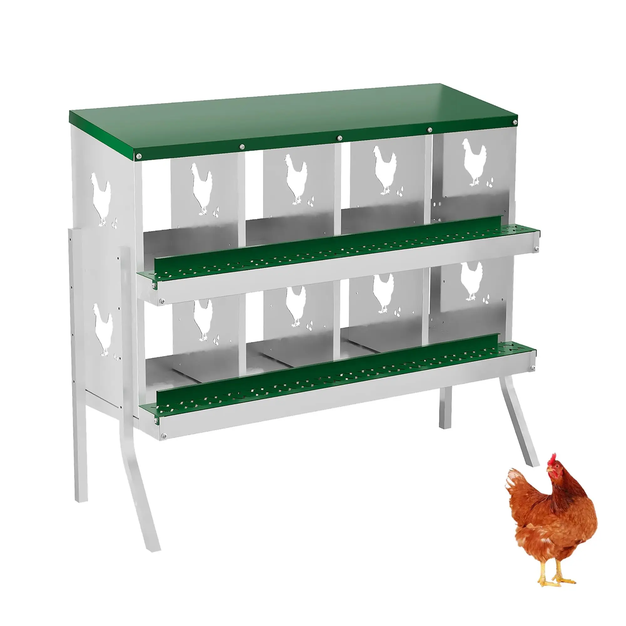 

Металлические ящики для несушек с вентиляционными отверстиями для безопасного сбора яиц, нержавеющая конструкция, легко устанавливается