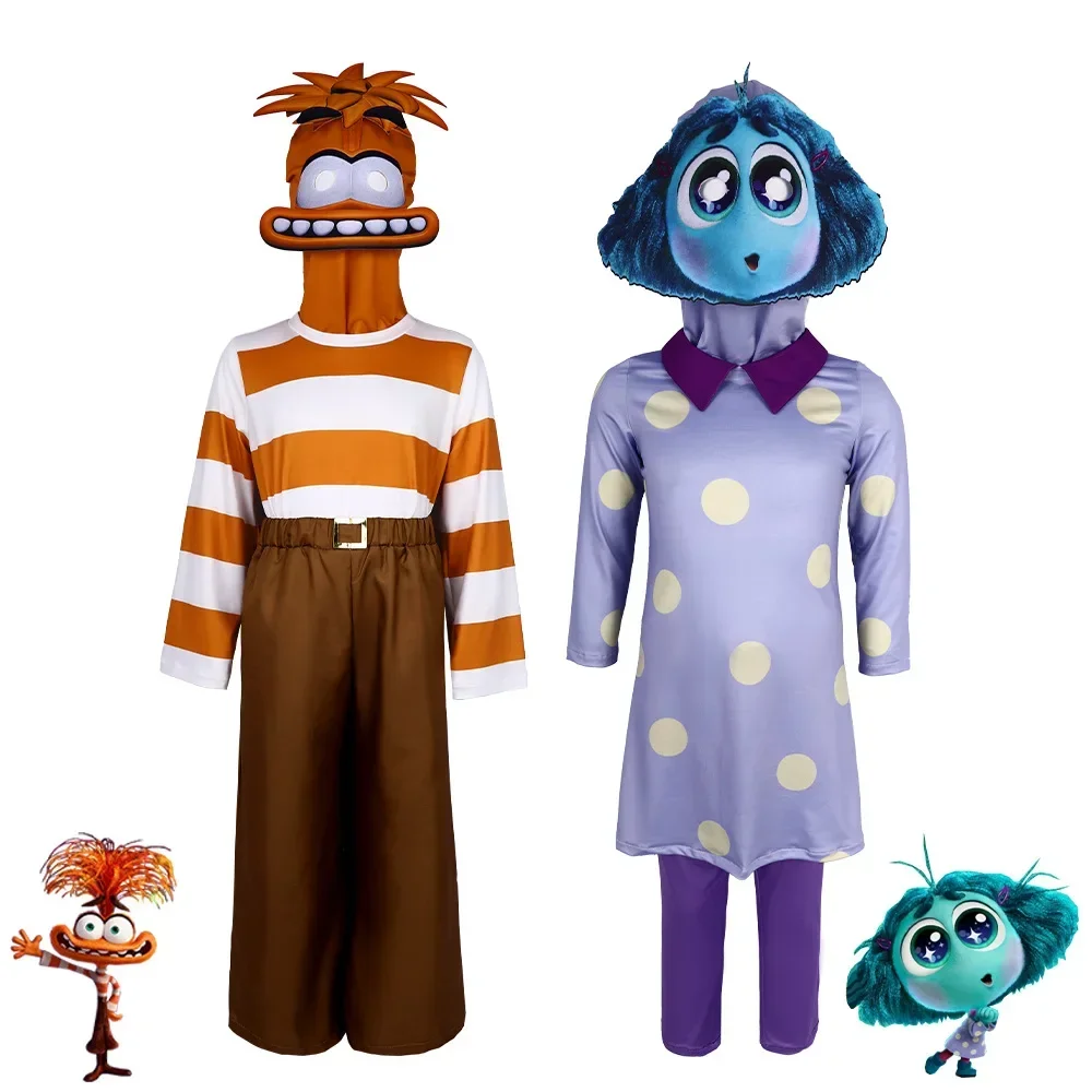 Disfraz de Cosplay de películas de Anime para niños y adultos, mono con cabeza, disfraz de Halloween, Inside Out, Joy, disgusto, Anger, triste, ansiedad