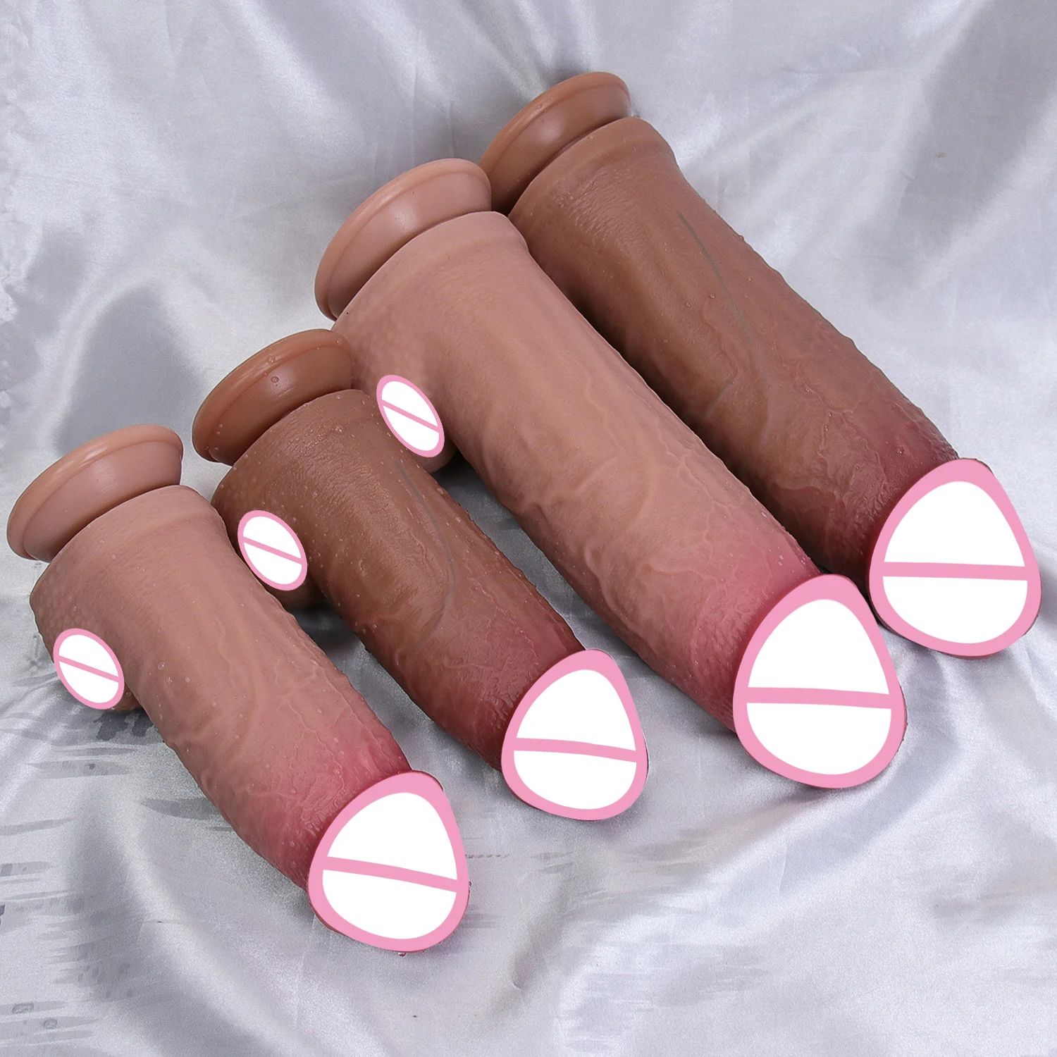 2 أحجام واقعية كبيرة سميكة دسار الشرج لعبة الجنس للمرأة الجلد يشعر كوب شفط من السيليكون ضخمة القضيب الأزواج الاستمناء لينة الديك