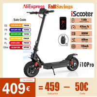 iscooter i10pro Electric Scooter 10 Inch Tire 800W 48V 15Ah Foldable eScooter Max speed 45km/h Range 60KM Kick Scooter With App