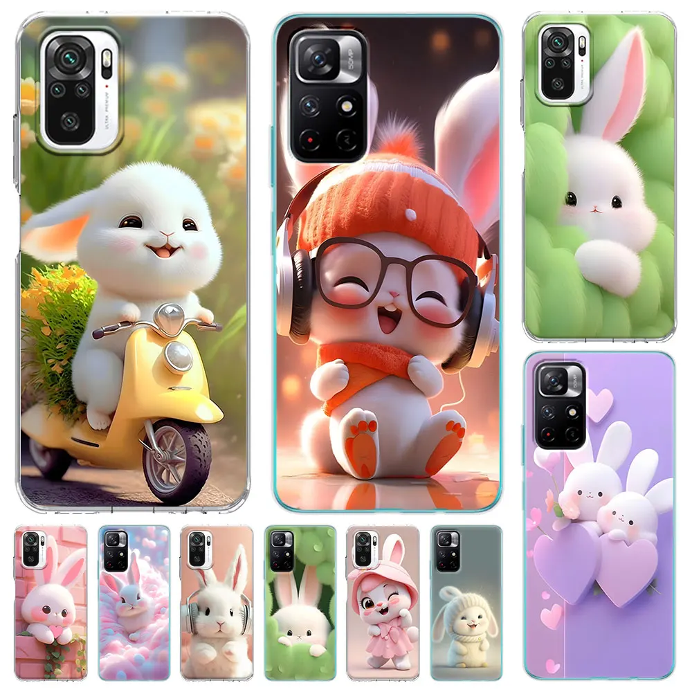 A Cute Rabbit With A Purple Hat Bumper for Xiaomi Redmi 9 7 10 7A 10A 9A 9i 9T 10C 6 6A 8A 9C 8 10X 12 12C Soft Phone Case Cover