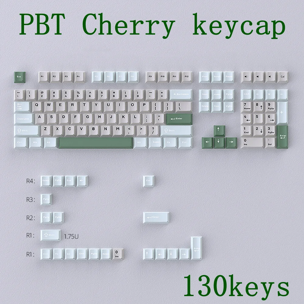 130keys Keyboard Keycaps Cherry PBT Keycap for MX Game Mechanical Keyboard Switch Two-color Injection Molded Key Cap