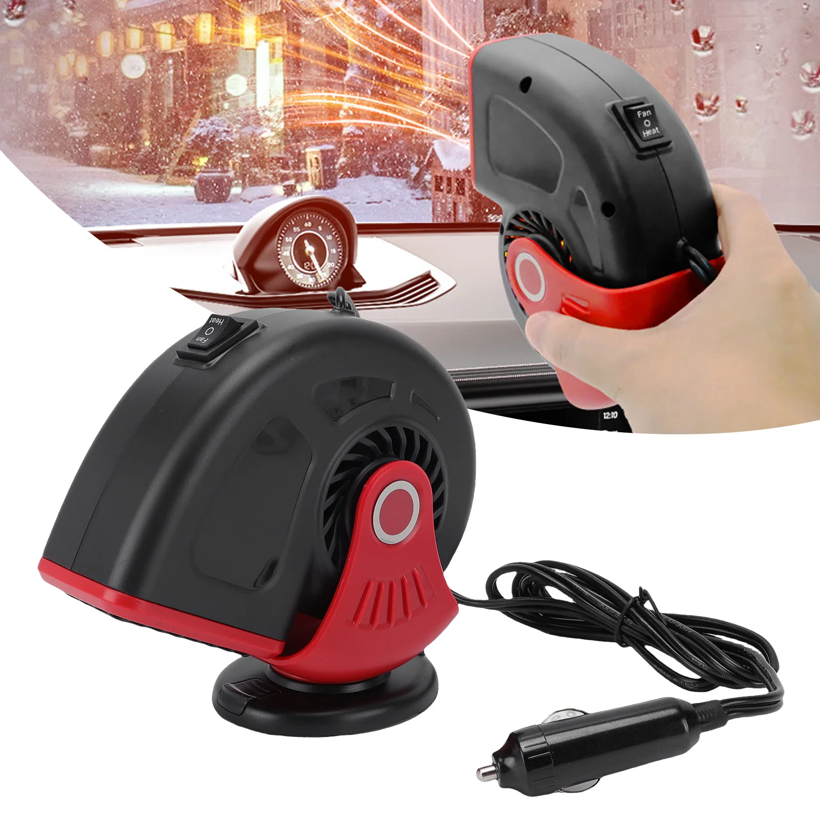 12V Car Heater Fast Heating 2 in 1 Cool Warm Modes Plugs Into Lighter Windshield Defroster Plugs Into Lighter for SUV Taxi