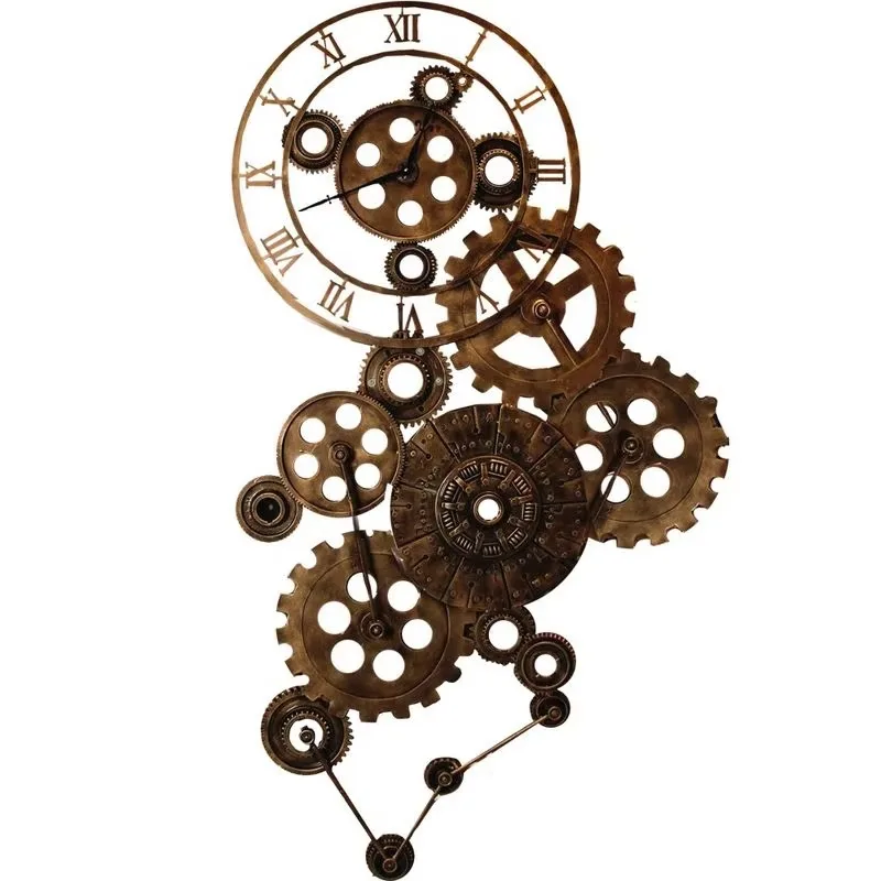 Vintage industrial style wall decoration metal crafts house decoration wall hanging iron metal gear wall clock