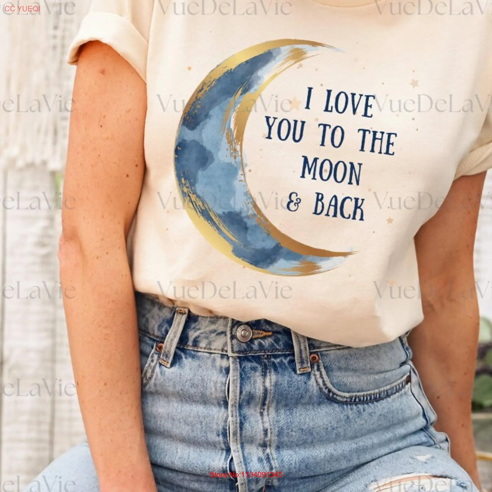 Moon T Shirt I love you to the and back Couples gift tee Valentine's Birthday Anniversary VueDeLaVie