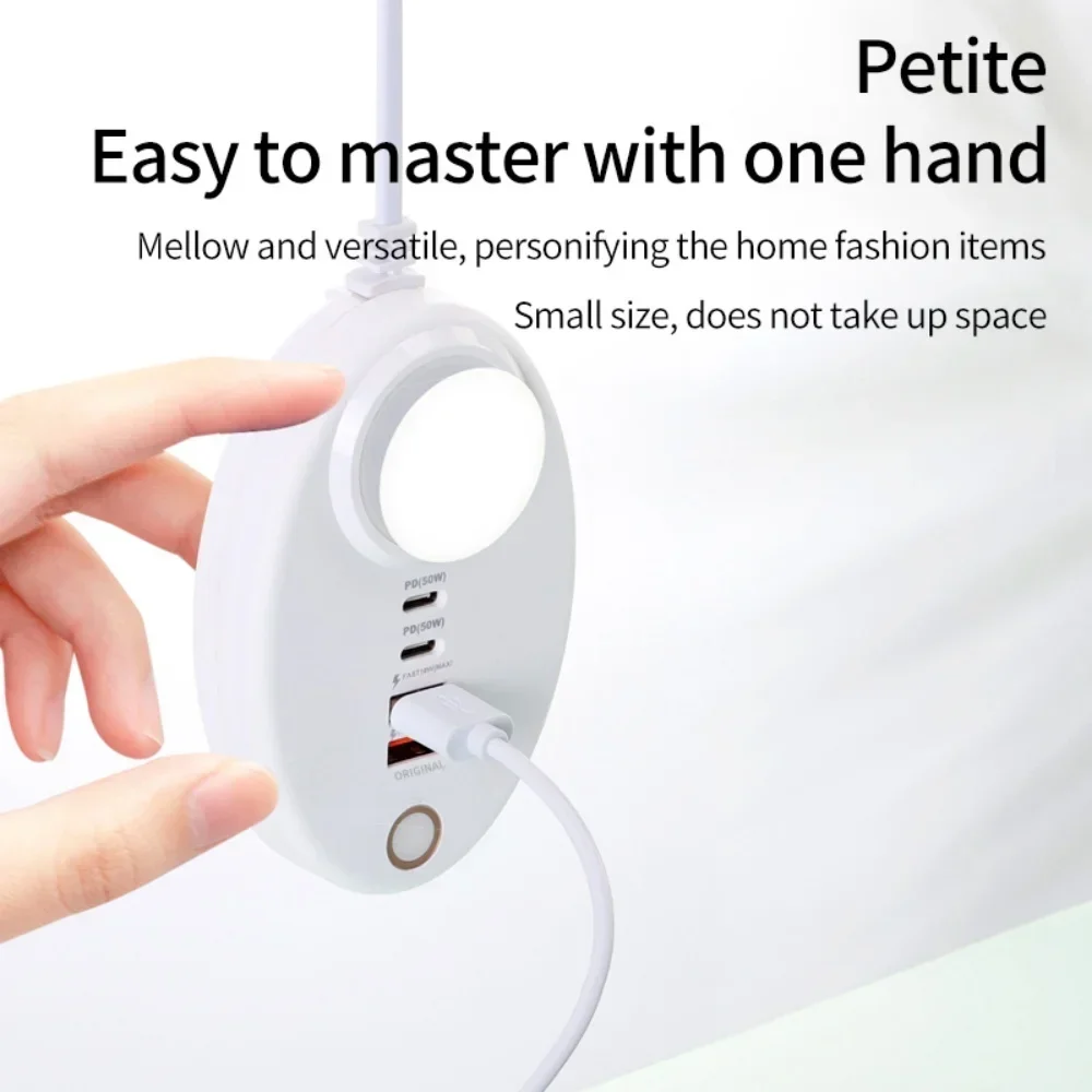 50W USB C Charger With Touch LED/ Fill Light Plug-in Charger 2 USB Port 2 TYPE-C Multi-ports Intelligent Fast Charging Charger