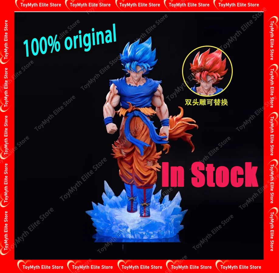 

33cm Dragon Ball Z Super Saiyan Blue Son Goku Figure LED Illuminated Base Statue JG Model Anime Kakarotto Collectible Toy Gift
