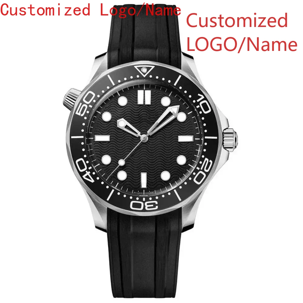 Relógio mecânico automático masculino 904l aço inoxidável preto azul verde moldura de cerâmica rosa ouro safira relógios de luxo personalizados