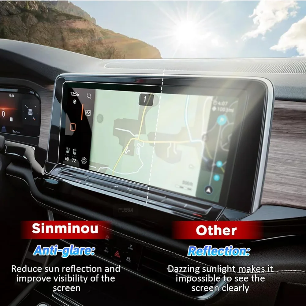 12 بوصة واقي للشاشة ل Volkswagen Atlas 2024 2025 نظام تحديد المواقع والملاحة الزجاج المقسى طبقة رقيقة واقية المضادة للخدش الملحقات