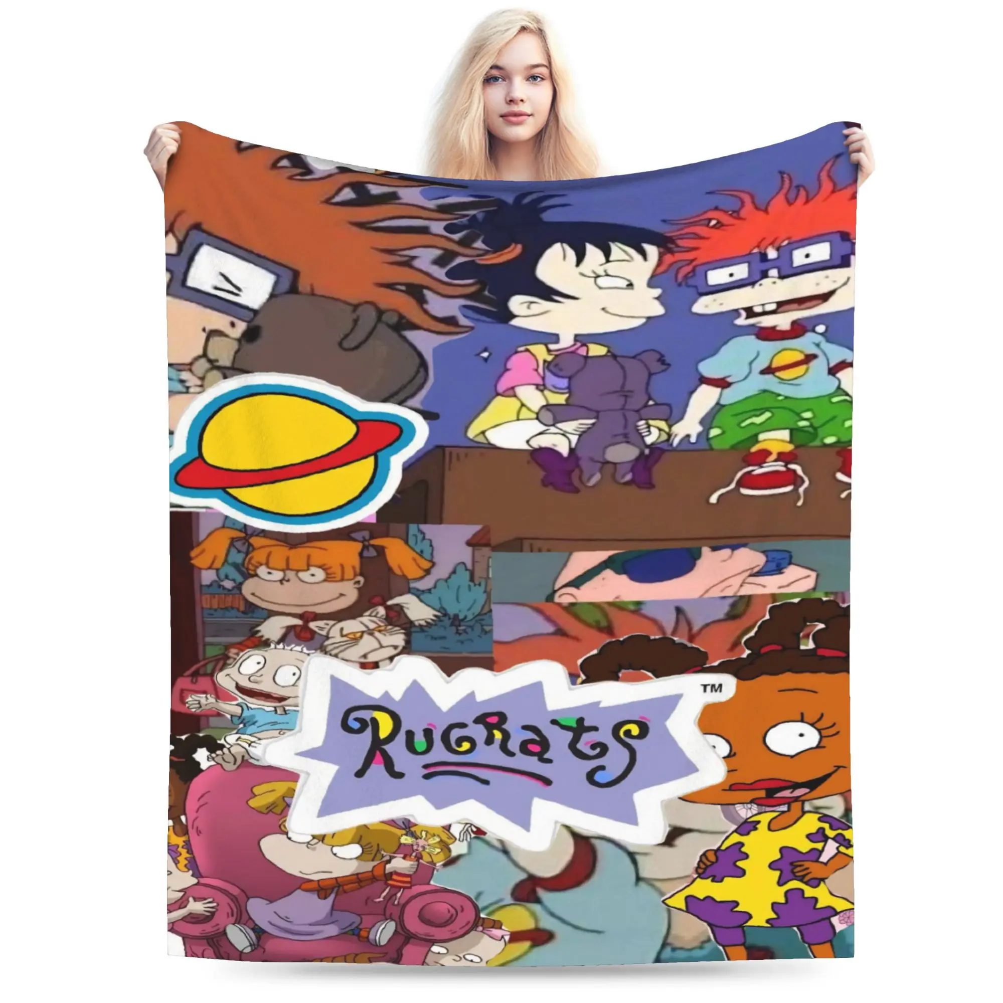 Cartoon R-Rugrats Blanket Multiple Sizes Super Soft Cozy  Throw Blankets for Couch Sofa and Bed