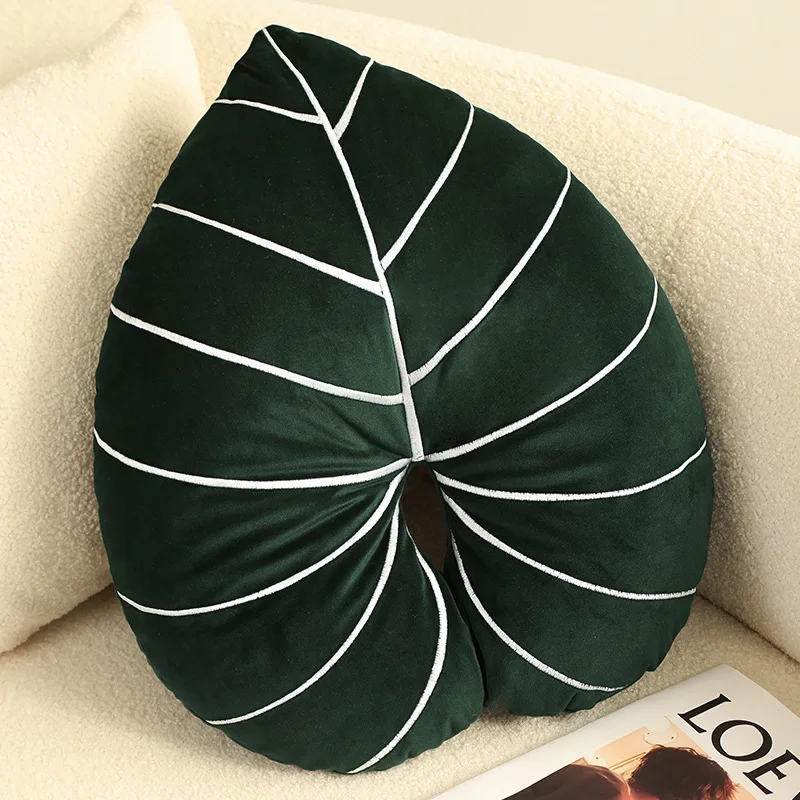 

New Creative Green Plant Throw Pillow Simple Ins Fresh Home Soft Decoration Leaf Shape Cushion
