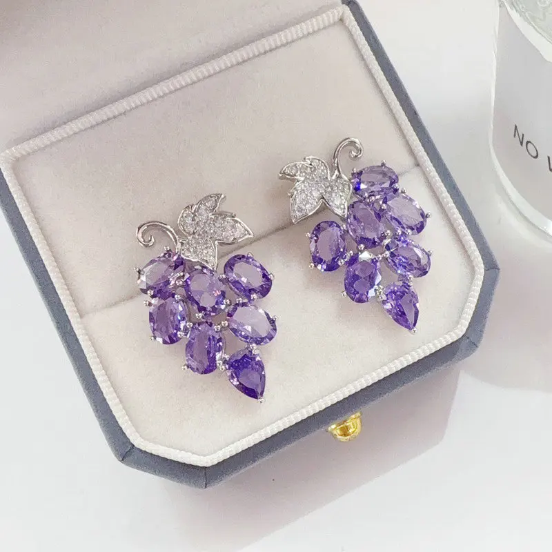 Bilincolor Red Grape Earrings for Women