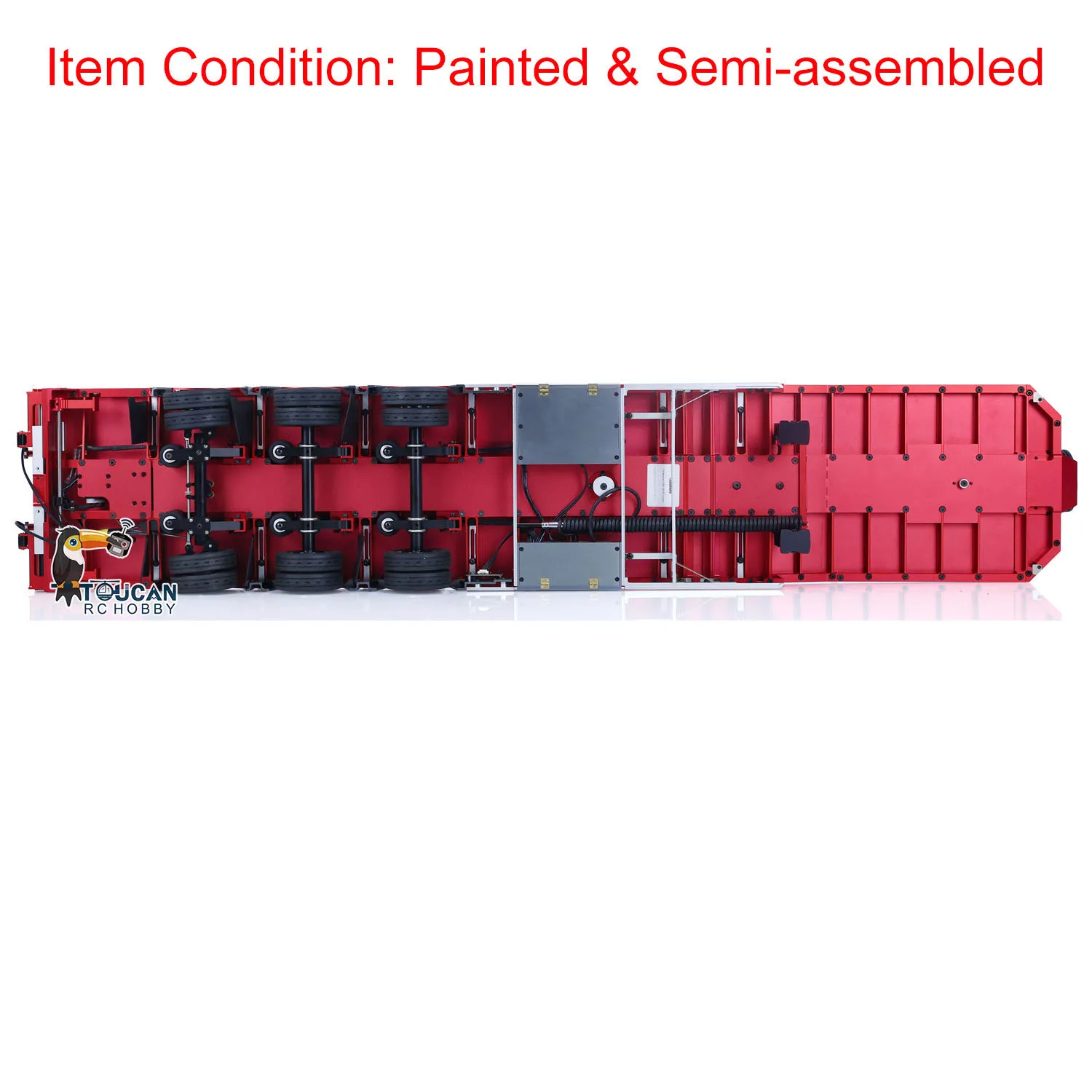 1/14 RC 3-axle Gooseneck Trailer Metal CNC Model with UBEC Servo for Remote Control Tractor Truck Car Painted Toys THZH1753