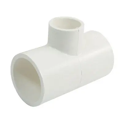 40mm x 25mm White PVC-U 3 Way Reducing Tee Connect Water Pipe Adapter
