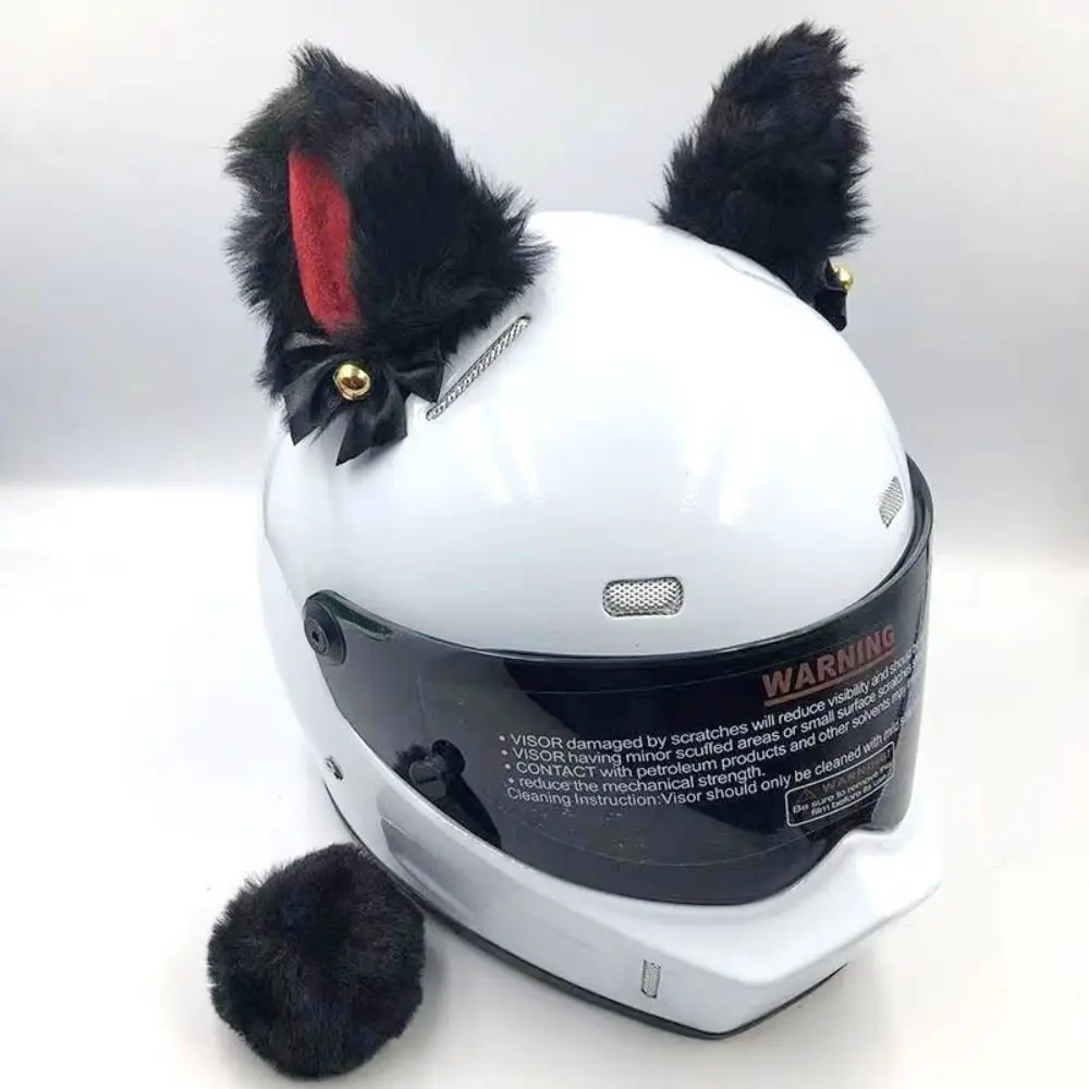 Cute Self-adhesive Motorcycle Helmet Decor Personality Cosplay Cat Ears Smooth Soft Motocross Accessories