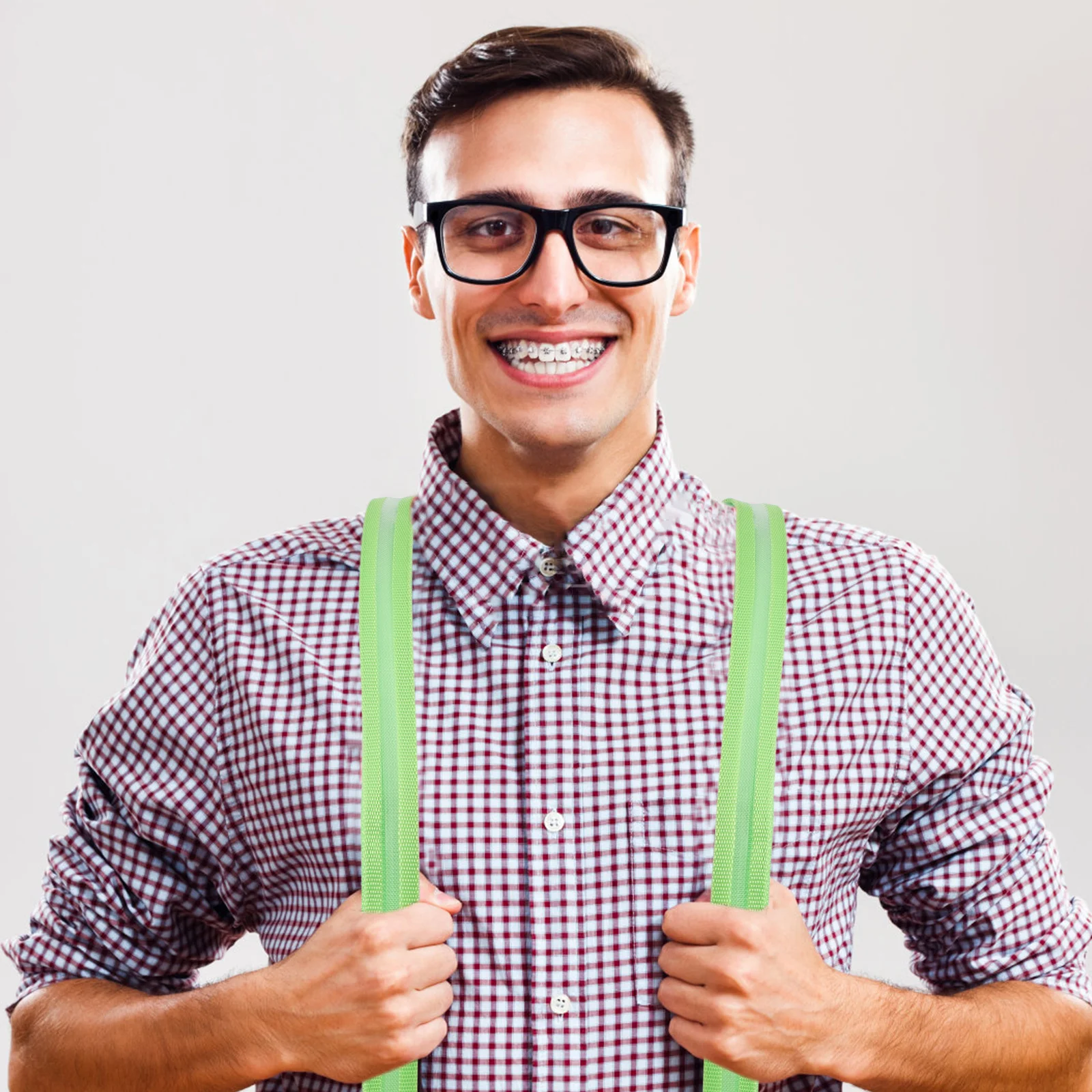 Glowing Suspenders Led Clip-On Adjustable Y-Shaped Luminous Braces For Jeans Shorts Elastic Light Up Straps Green