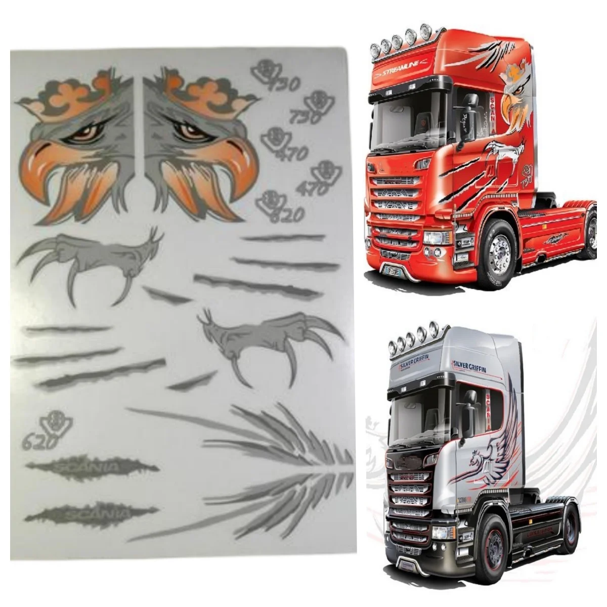 

Металлические наклейки-стикеры для радиоуправляемых грузовиков Tamiya 1/14 Scania 770s R620 R470 56323: Наклейки-буквы для тюнинга