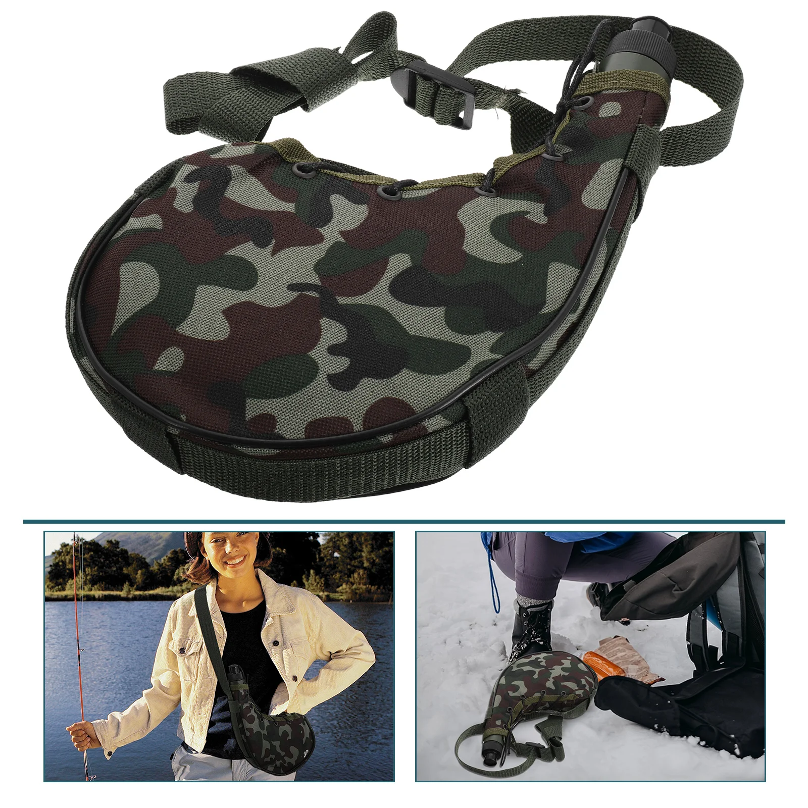 

Outdoor Sports Water Bottle Canteen Pouch with Strap Camping Bag Camouflage Wash