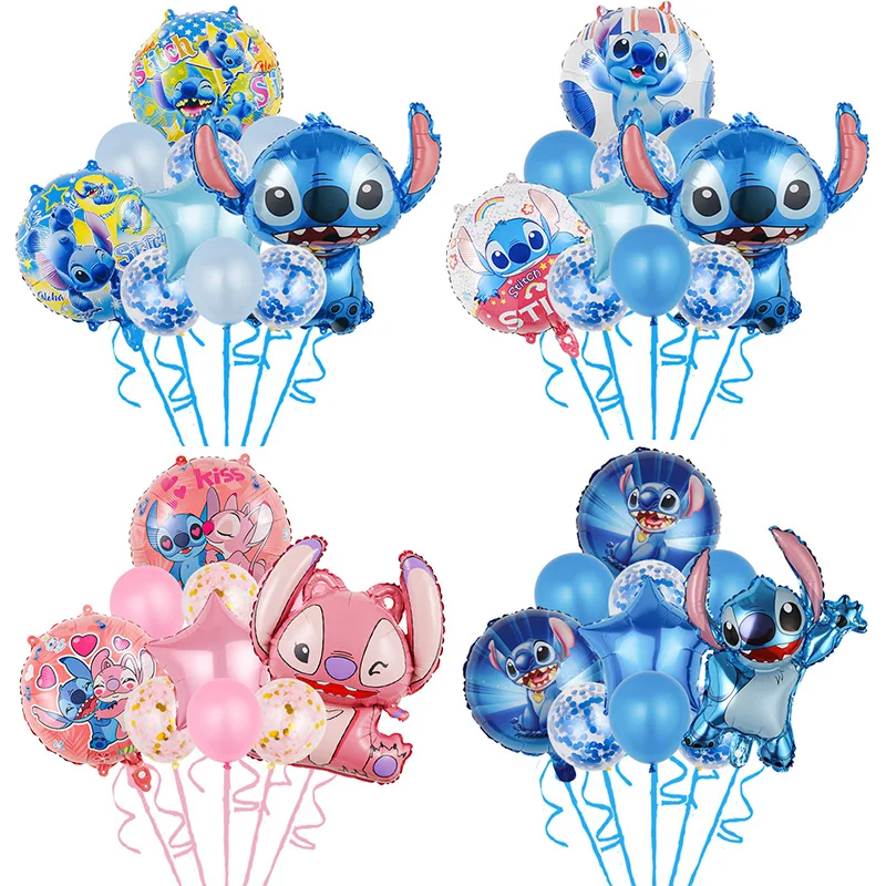 10pcs Disney themed Lilo Stitch series cartoon balloon set children\'s birthday party decorations