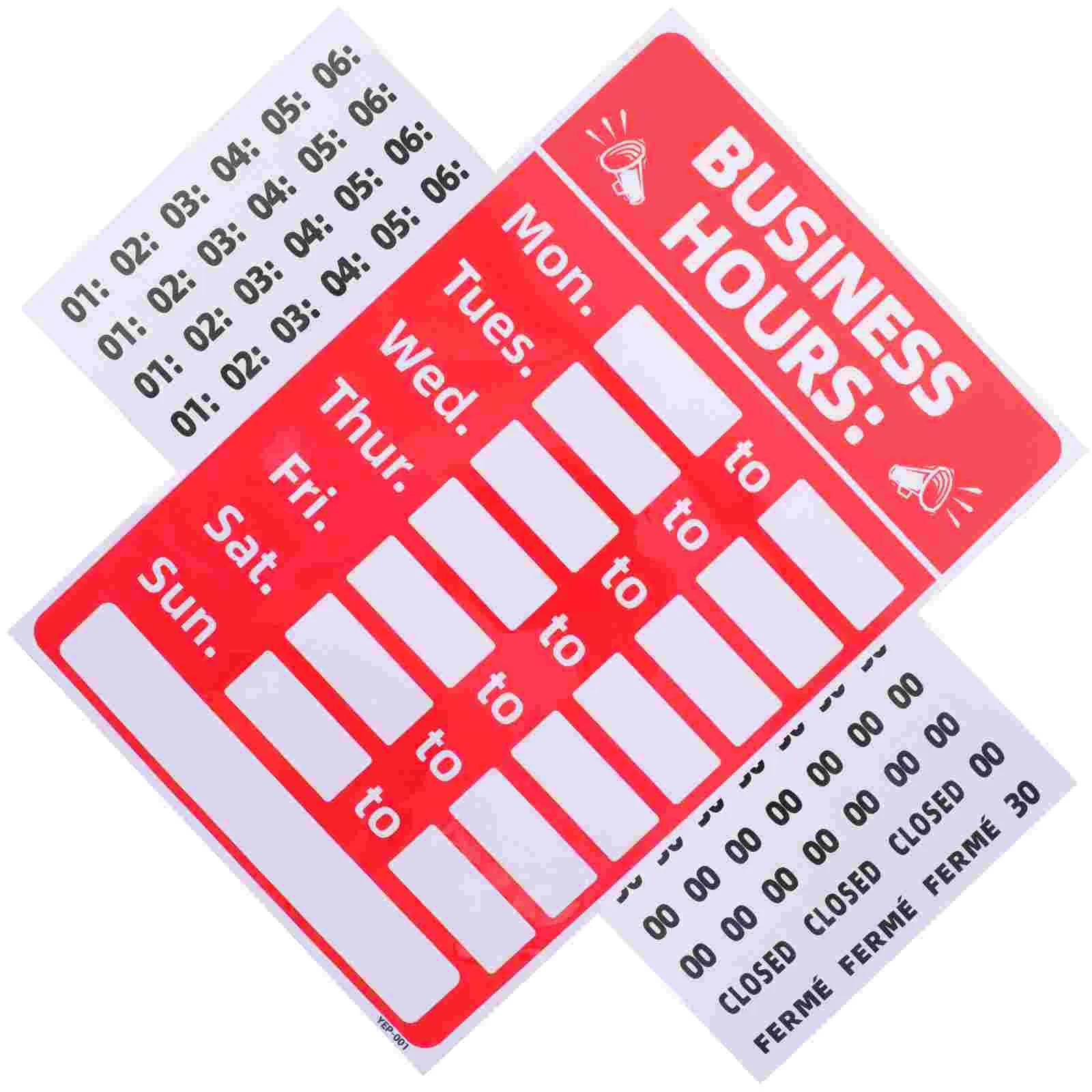 2 Pcs Chalkboard Signs Business Store Opening Hour Logo Stickers Decal Red Operation Hours Office