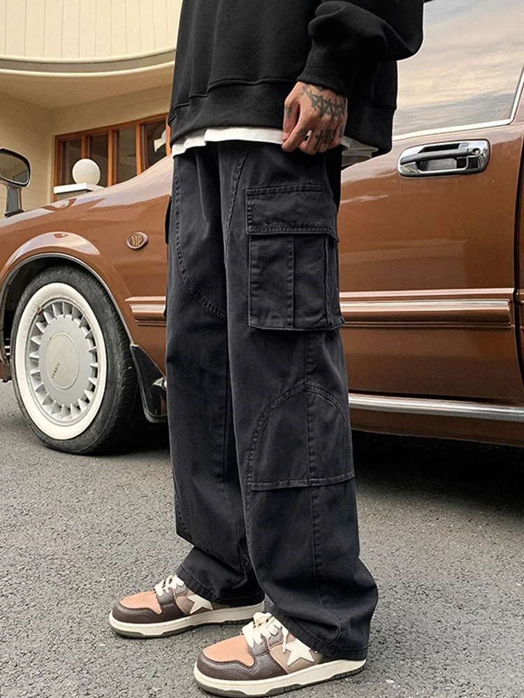 

Retro American Work Pants Men's High Street Wide Leg Casual Straight Tube Long Pants Spring Autumn Casual Trousers