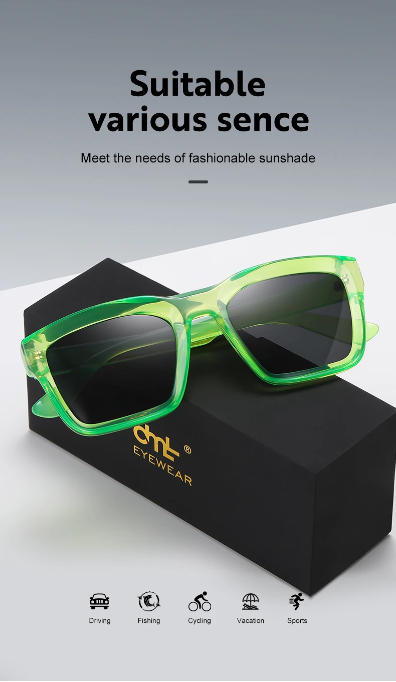 2026 DML Neue Mode Damen Luxusmarke Quadratische Sonnenbrille Vintage Hochwertige Farbige Polarisierte Schutzbrille UV400 – Detail 8