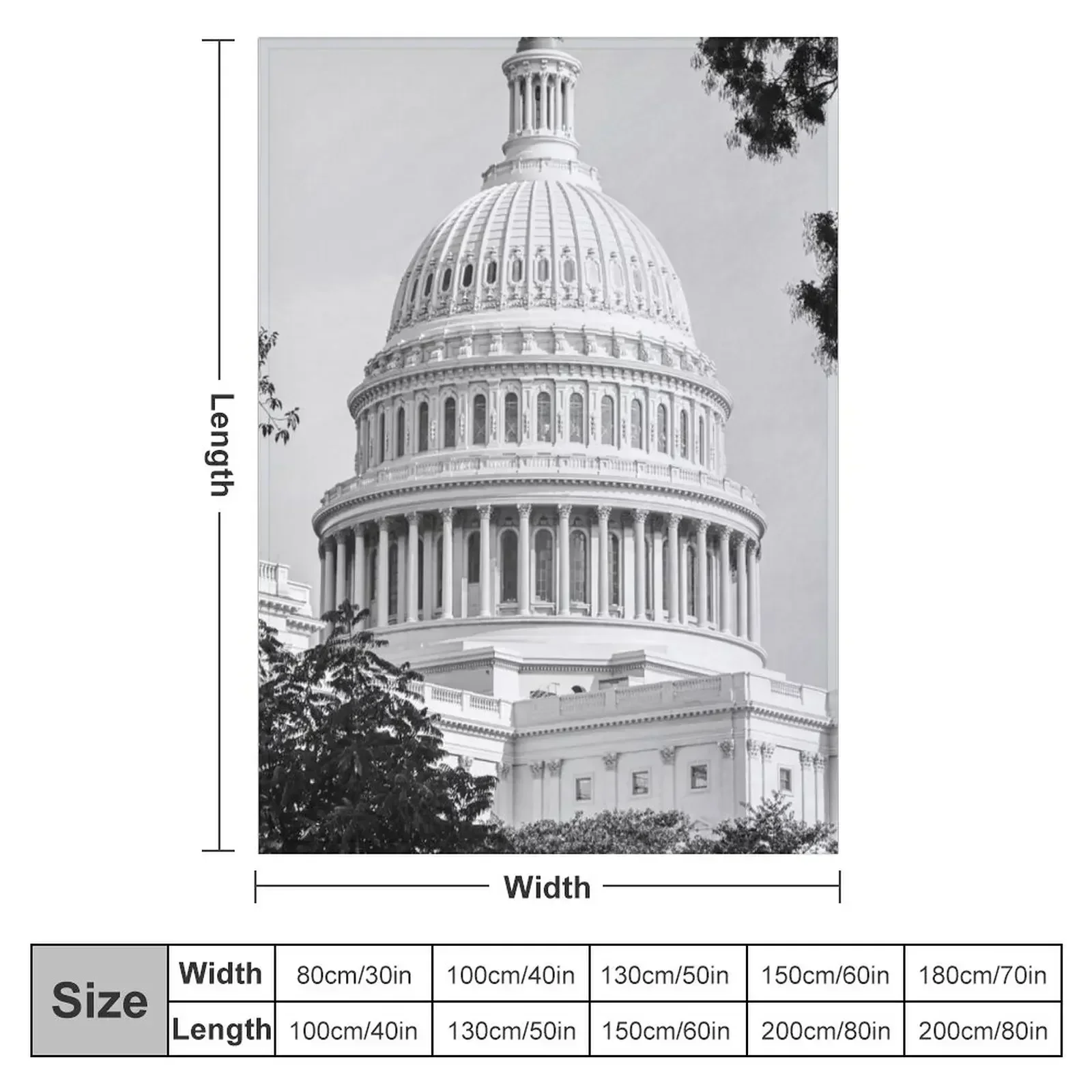 The Capitol Building Washington Throw Blanket Summer Thin Luxury Designer blankets and throws Large Luxury St Blankets