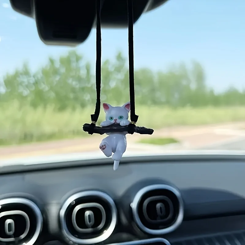 

Car Hanging Pendant Ornament Cute Branch Cat Rearview Mirror Pendant Swing Car Interior Decoration Birthday Gift Car Accessories