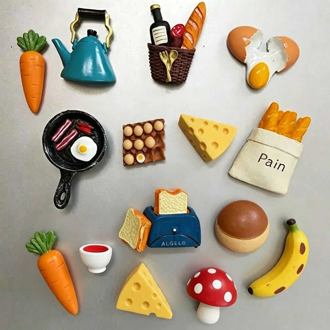 Cartoon Refrigerator Magnet 3D Souvenirs Creative Gift Decoration Fruit Fridge Magnets Food Series Resin Fridge Magnets Custom