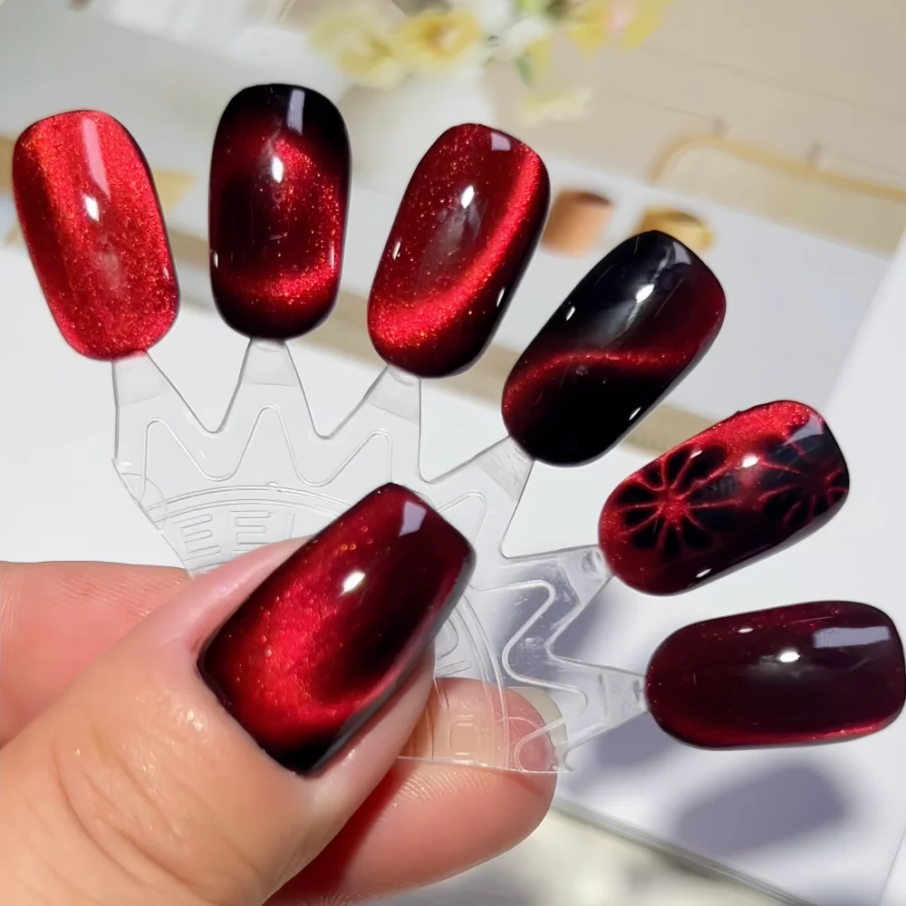 

YZ Red Cat Eye Magnetic Powder Nail Glitter Aurora Effect Shinning Crystal Chrome Pigment Purple Green Gel Polish Manicure Flash