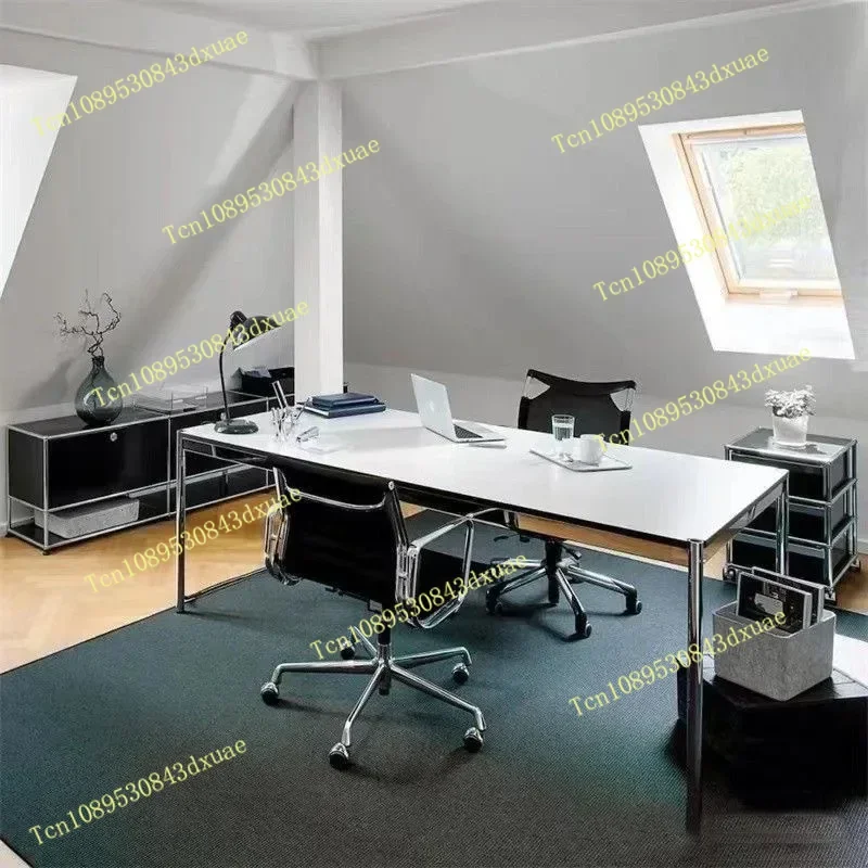 Medieval style office desk computer desk writing desk ins Bauhaus rectangular conference table stainless steel table legs