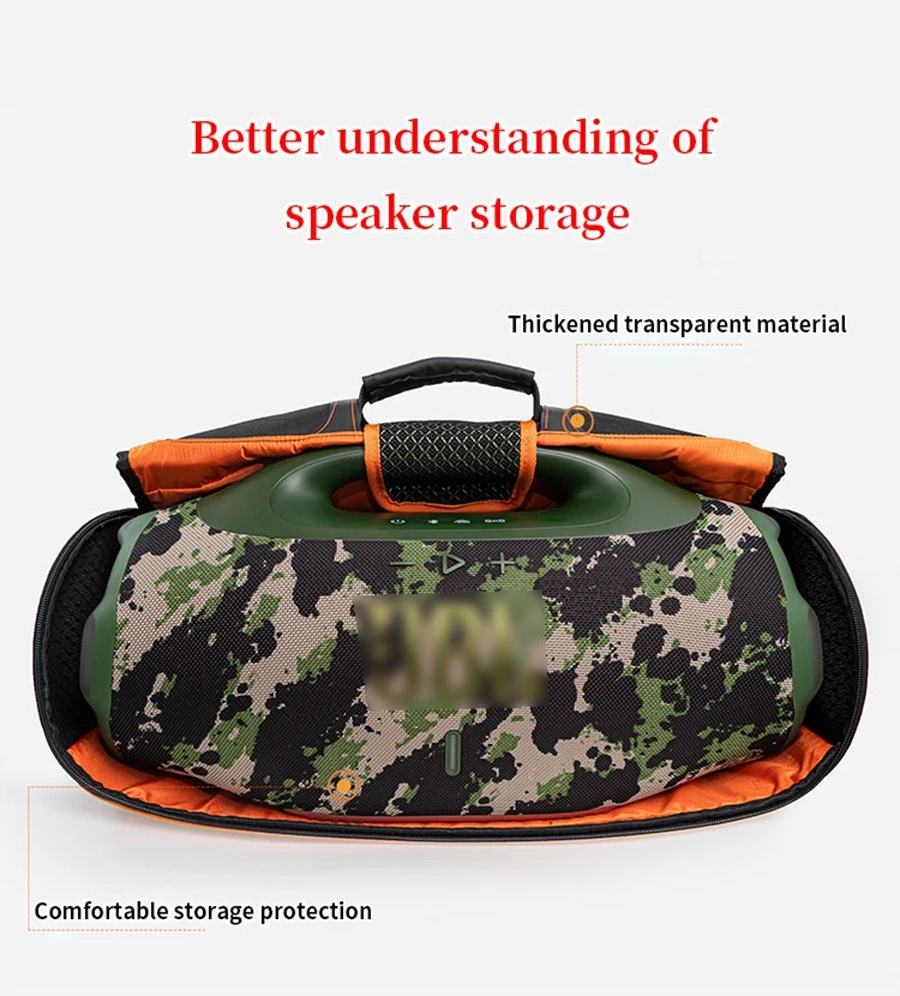 für JBL BOOMBOX4 3, tragbare transparente Lautsprechertasche für BOOMBOX 4/3, schalldurchlässige Tasche im Freien, Reise-Tragetasche – Detail 2