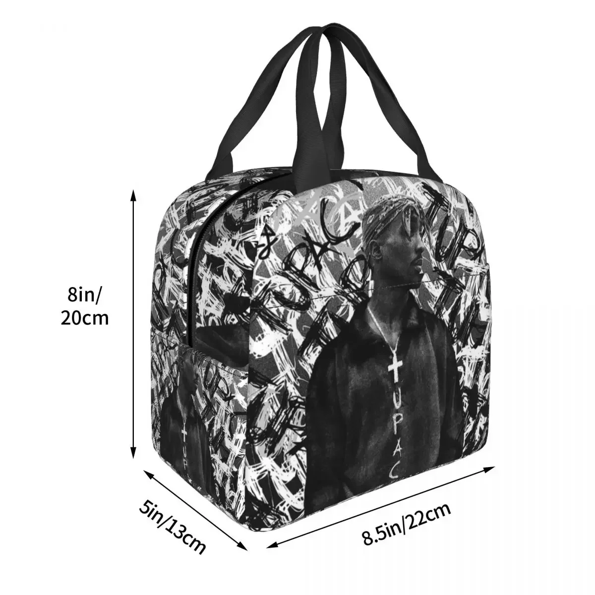 Rapper Tupac 2PAC Hip Hop Insulated Lunch Bag for Women Kids Portable Food Boxes Thermal Lunch Box Tote