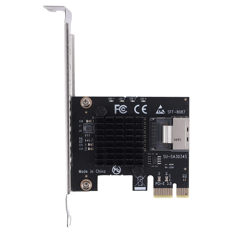 

NEW-PCIE Riser Card PCIE 1X To Mini SAS SFF-8087 SATA3.0 6Gbps Adapter Card Hard Drive Expansion Card For Chia Mining