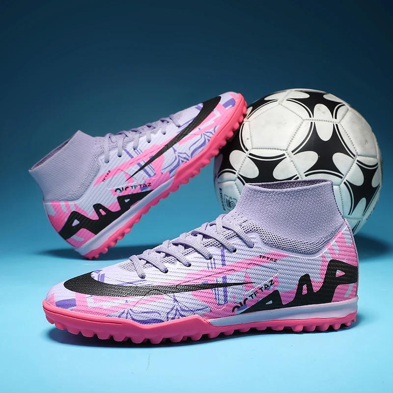 

2025 Football Shoes Hot Sale Fashion Orange Football Boots for Men Women Grass Long Spikes Soccer Cleats Men Breathable Socks Fu