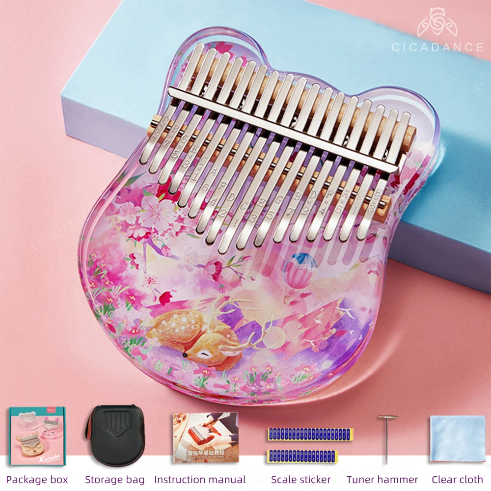 

17/21Key Kalimba Acrylic Thumb Piano Painting Musical Instrument Gifts With Accessories Tuning Hammer Bag For Beginner Children