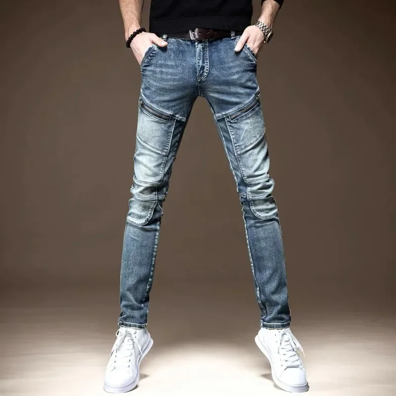 

Tapered Men's Jeans Stacked Y2k Vintage 90s Trousers Streetwear Casual Designer Wide Leg Japanese Street Style Male Cowboy Pants