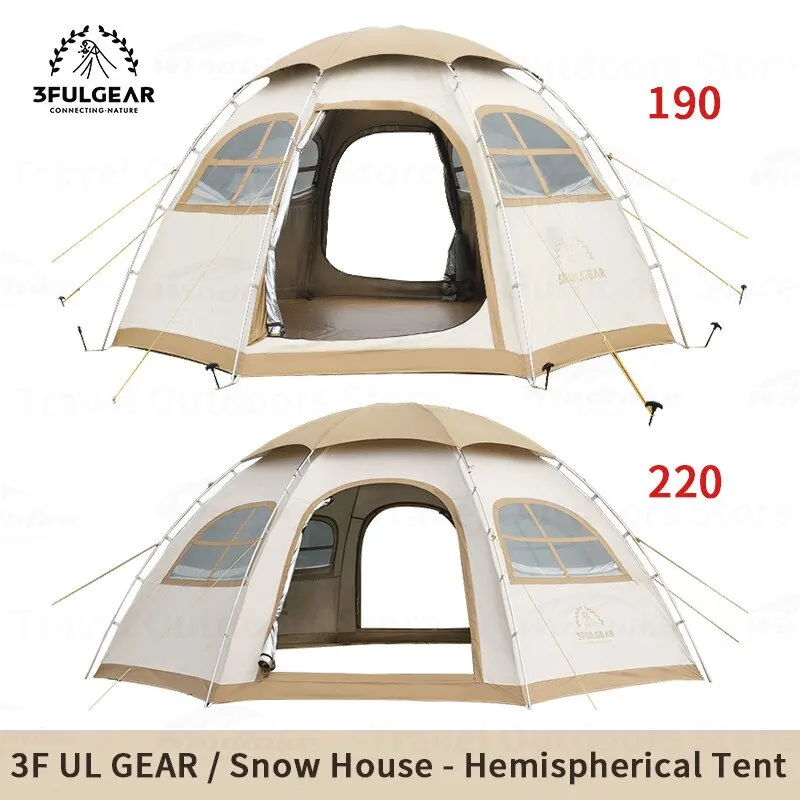 

3F UL GEAR 5-8 Persons Snow House Dome Tent Outdoor Camping Tent Waterproof PU3000mm Aluminum Pole Tent Family Picnic 190/220