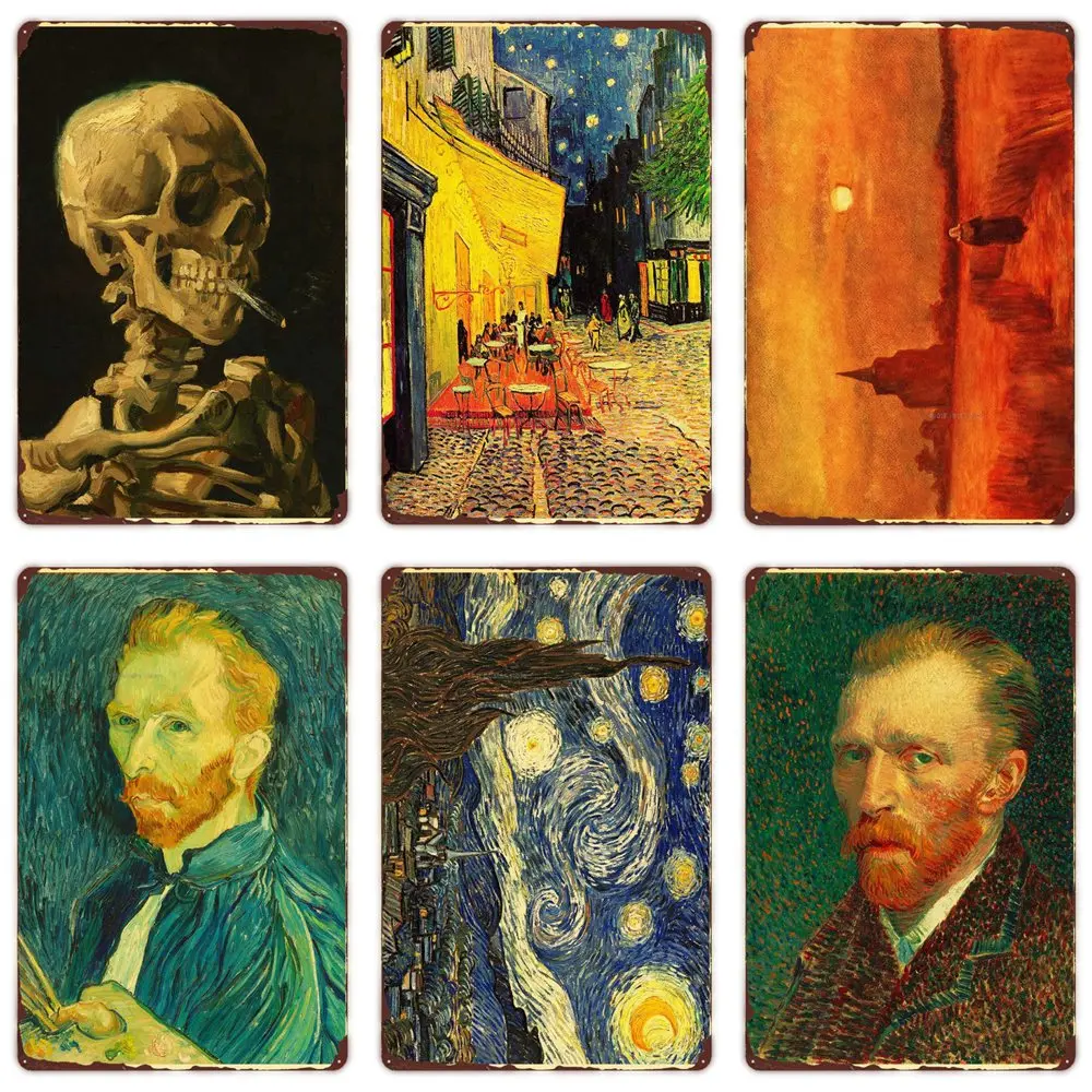 Van Gogh Malerei Vintage Metall Plakat, berühmte Ölgemälde Sammlung, Zinnschild, Home, Bar, Cafe Dekor, Kunst Wand Malerei, N515 – Detail 1