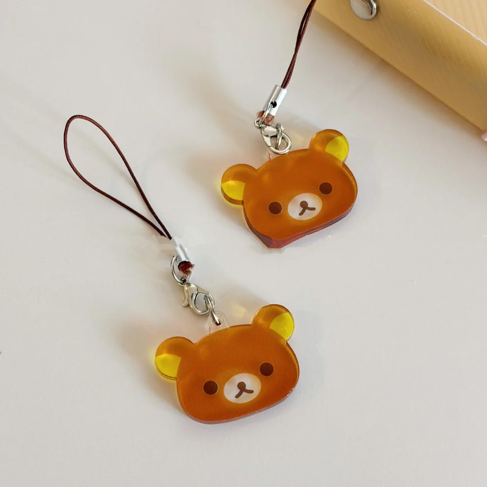 

Cartoon Anime Image Rilakkuma Transparent Acrylic Keychain Creativity Zipper Decoration Couple Backpack Accessories Gift