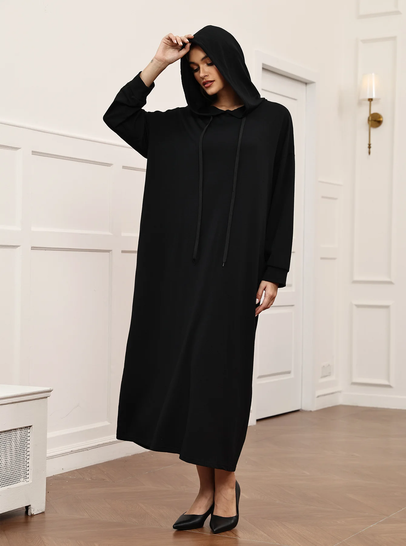 

Женская мусульманская молитвенная одежда: джеллаба, абайя с капюшоном, роба для Рамадана, арабский черный кафтан, марокканский женский халат, исламская джалабия