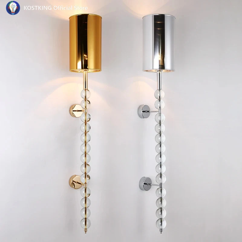 130CM Villa Hall Deco Long Crystal Wall Lampl Nordic Project Wall Lighting Club Hotel Lobby Living Room Stair Large Wall Sconces
