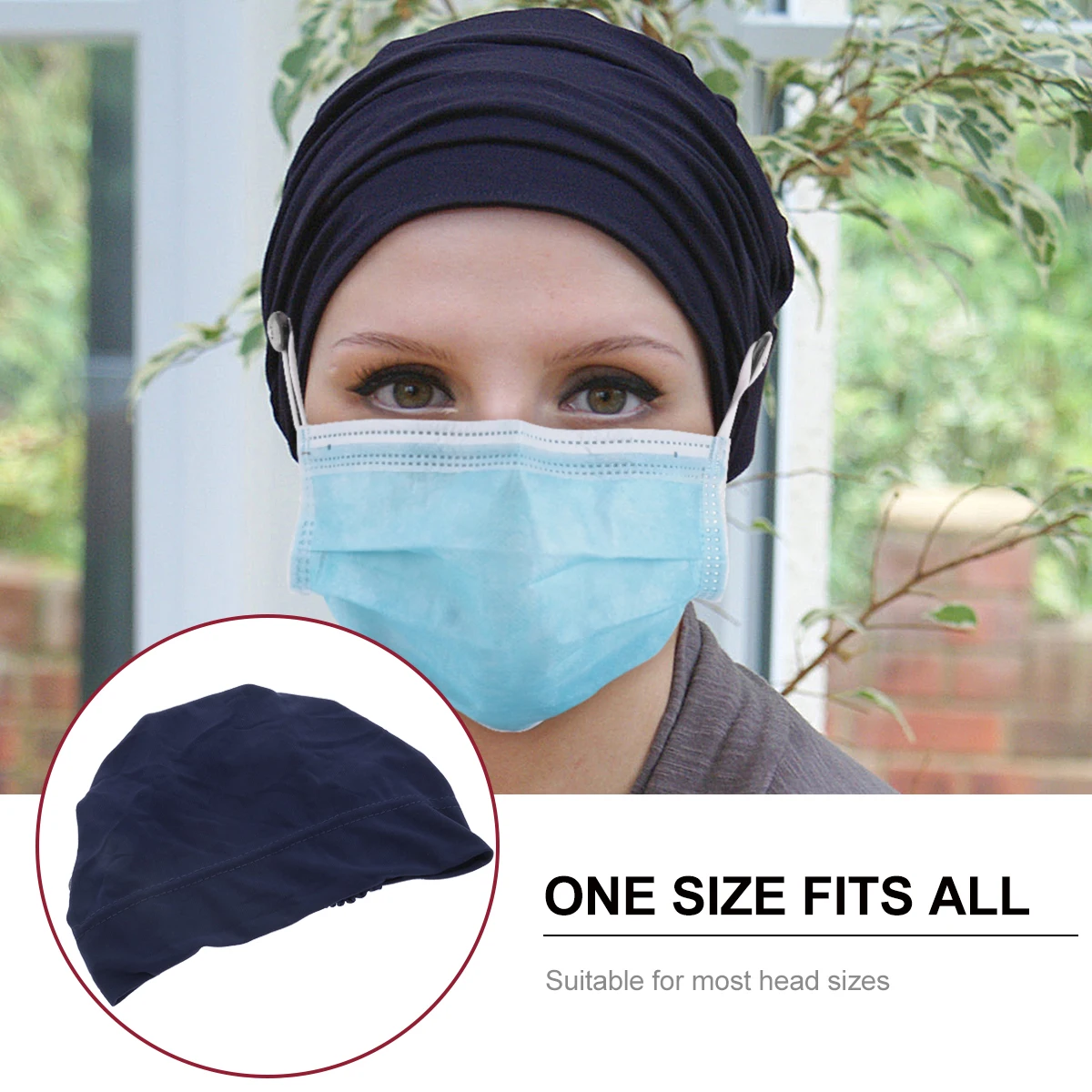 

1pc Multicolor Chemo Turban Wrap Chemotherapy Cap Sleep Headscarf Windproof Durable Polyester Stretch Dark Blue