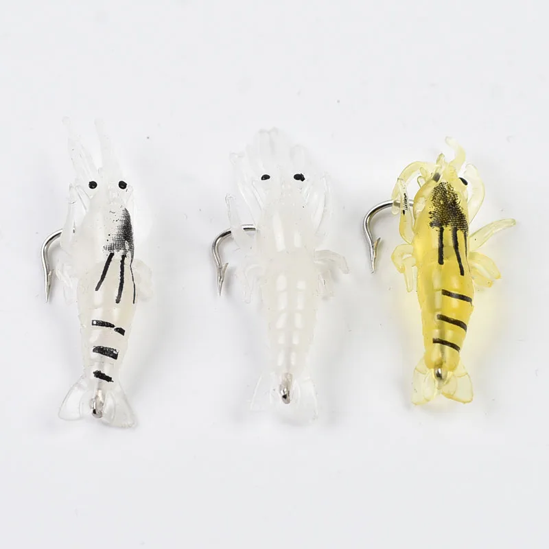 15 pcs 1.4G/4CM Realistic Soft Shrimp Fishing Lures Artificial Bait with Sharp Hooks for Freshwater Saltwater soft lure